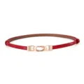 Fine ceinture en cuir rouge pour femme robe, variante elegante avec boucle metallique chic. - Cuir Verni Rouge