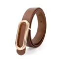 Ceinture en cuir marron pour femme avec boucle ovale or rose, ceinture de pantalon minimaliste - 105cm / Couleur caramel