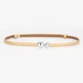 Fine ceinture fine en cuir pour femme or champagne avec double boule métal pour robe mode - 95cm / Or Vernis