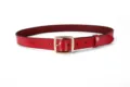 Rode lederen riem voor dames met stijlvolle gouden vierkante gesp minimalistische jeansaccessoire - 100cm / Rood