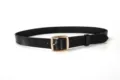Zwarte lederen riem voor dames met stijlvolle vierkante gesp, perfect voor jeans en dagelijks. - 100cm / Zwart