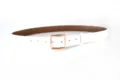 Dames witte leren riem met goudkleurige vierkante gesp minimalistische casual stijl - 100cm / Wit