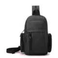 Herren schwarze Freizeitumhängetasche Brusttasche Outdoor Sport Crossbody Tasche neu - Schwarz