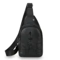 Herren Mode schwarze Brusttasche Kunstleder Umhängetasche für Reise und Arbeit im Alltag. - Stil 2 Schwarz