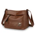 Damen braune PU Leder Umhängetasche lässige Crossbody Reise Handtasche mit Reißverschlusstasche - Braun