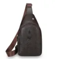Herren Dunkelbraun Geprägte Krokodilmuster Brusttasche Lässige Umhängetasche Neu - Stil 2 Dunkelbraun