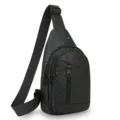 Men's black casual sling chest bag with woven pattern, waterproof crossbody shoulder bag. - Style 3 Black