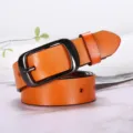 Classic orange leather belt for women with black metal buckle casual daily wear stylish - Camel