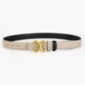 Ceinture en cuir pour femme avec boucle dorée rétro et coutures contrastées, idéale pour robes. - Style X Kaki