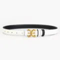 Ceinture en cuir blanc pour femme avec boucle dorée rétro, élégante ceinture pour robe. - Style X Blanc