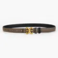 Ceinture en cuir marron élégante pour femme avec boucle dorée et surpiqûre variante. - Style X Gris Foncé