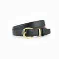 Ceinture classique en cuir noir pour femme dotee d une elegante boucle metalique doree chic. - Noir / 105cm