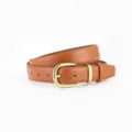 Ceinture en cuir marron pour femme, boucle métallique dorée classique pour jeans. - Chameau / 105cm