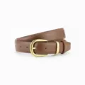 Élégante ceinture en cuir marron pour femme avec boucle métallique dorée modèle chic - Couleur caramel / 105cm