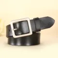 Zwarte lederen riem met zilveren vierkante gesp, stijlvol dagelijks accessoire. - 100cm / Zwart
