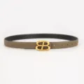 Women Luxury Leather Belt Taupe Brown Double B Buckle Casual Jeans Dress Accessory - Double B Metal Buckle / 100cm / Dark Gray