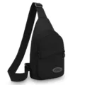 Schwarze vielseitige Sling Brusttasche, lässiger Outdoor Umhängebucksack mit Reißverschluss. - Stil 1 Schwarz