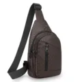 Brown geometric patterned men's chest bag waterproof casual crossbody single shoulder bag. - Style 3 Brown