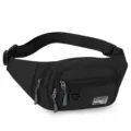 Men black multi-pocket waist bag, casual outdoor sports commuter messenger bag variant. - Style 2 Black