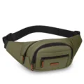 Army green multi-pocket nylon waist bag for men, casual outdoor sports chest bag. - Style 2 Green