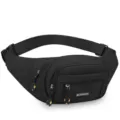 Sac banane étanche noir pour homme sac de poitrine de sport en plein air sac de taille - Style 2 / Noir