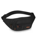 Men's waist bag casual travel chest pack waterproof sports messenger bag black fashion. - Style 3 Black