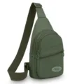 Green nylon sling bag, casual outdoor crossbody chest bag with multi-layer zipper pockets. - Style 1 Light Green