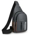 Men casual sling crossbody bag grey and brown multi-pocket stylish chest shoulder bag - Style 2 / Gray