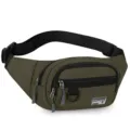 Men's outdoor sports waist bag in military green, multi-layer casual crossbody bag. - Style 2 Green