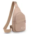 Khaki nylon sling bag casual crossbody chest pack multi-layer design for daily use - Style 1 Khaki