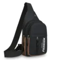 Men's black brown sling bag crossbody chest bag multi pocket casual fashion daily carry - Style 2 / Black