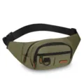 Army green nylon fanny pack for men, casual outdoor waist bag, stylish chest crossbody bag. - Style 3 Green