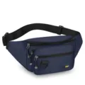 Men's multi-pocket water-resistant nylon waist bag in dark blue for outdoor sports and cycling. - Style 2 Blue