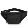 Men's black fashion casual waist bag outdoor sports travel chest bag waterproof versatile - Style 1 Black