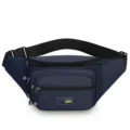 Dark blue men's waist bag, tactical fanny pack with multi-pocket and durable zipper design. - Style 1 Blue