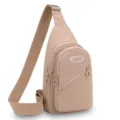 Casual multi-layer canvas sling bag, stylish outdoor crossbody backpack for daily travel. - Style 2 Khaki