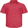 Men's casual short sleeve red button down shirt with chest pocket solid color summer wear - S / Tops / Rose Red