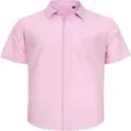 Herren Freizeithemd einfarbig kurzarm mit Brusttasche, bequeme Sommer Alltagskleidung Detailansicht. - Rosa