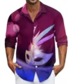 Men's long sleeve 3D masquerade mask printed casual button down shirt detail view - 4XL / Top (HJCC08162)