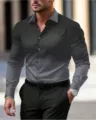 Camisa de hombre manga larga degradado casual slim fit elegante top botones primavera - 3XL / Tops / Degradado Moda (HJCXCS-091)