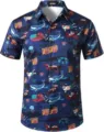 Herren Weihnacht 3D Druck Kurzarm Freizeithemd Ozean Thema Übergröße Lässig Top - 3XL / Oberteile / Marineblauer Weihnachts-Ozean-Druckstil (HJDXCS-3)