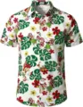 Herren Weihnachten Hawaii Kurzarm Hemd Festlich Tropisch Druck Freizeit Knopfleiste Top - 3XL / Oberteile / Weihnachts-Tropen-Stil (HJDXCS-7)