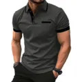 Men's Short Sleeve Polo Shirt Dark Grey Casual Slim Fit Summer Top For Daily Wear - S / Tops / Gray