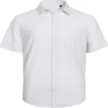 Herren weiss kurzarm hemd tasche detail nahaufnahme minimalistische freizeitkleidung - Weiß