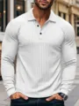 Uomo polo bianca a maniche lunghe a coste casual slim fit con colletto alto top - Taglia S / Top / Bianco