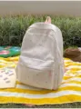 Pink star canvas backpack, sweet girlish school bag with cute star zipper pull and front pocket. - Large Pink (Without Pendant)