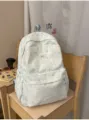 Light blue star patterned canvas backpack school bag for cute students and daily travel. - Large Blue (Without Pendant)