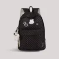 Cute polka dot rabbit school backpack, sweet casual daily student daypack with cute pendant. - Large Black (Without Pendant)