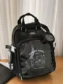 Black Japanese ins transparent pocket backpack cute bear school bag for daily use and travel - L / No Pendant / Black