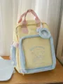 Japanese style cute transparent ita backpack with bear print, sweet student school bag. - L / No Pendant / Yellow